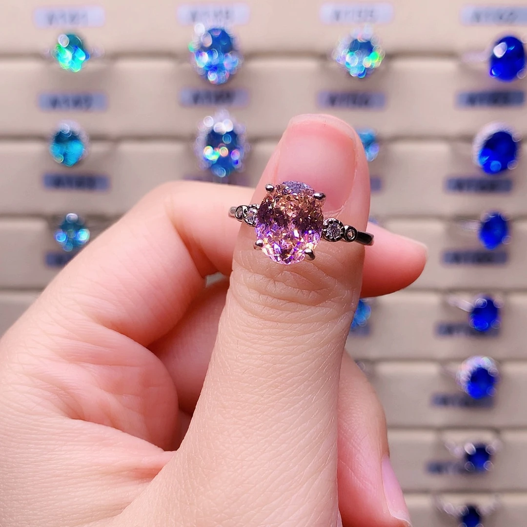 戒指双色碧玺银S925镶嵌