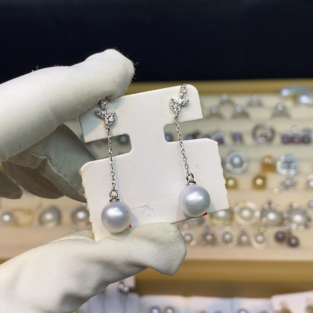 耳饰银S925镶嵌海水珍珠