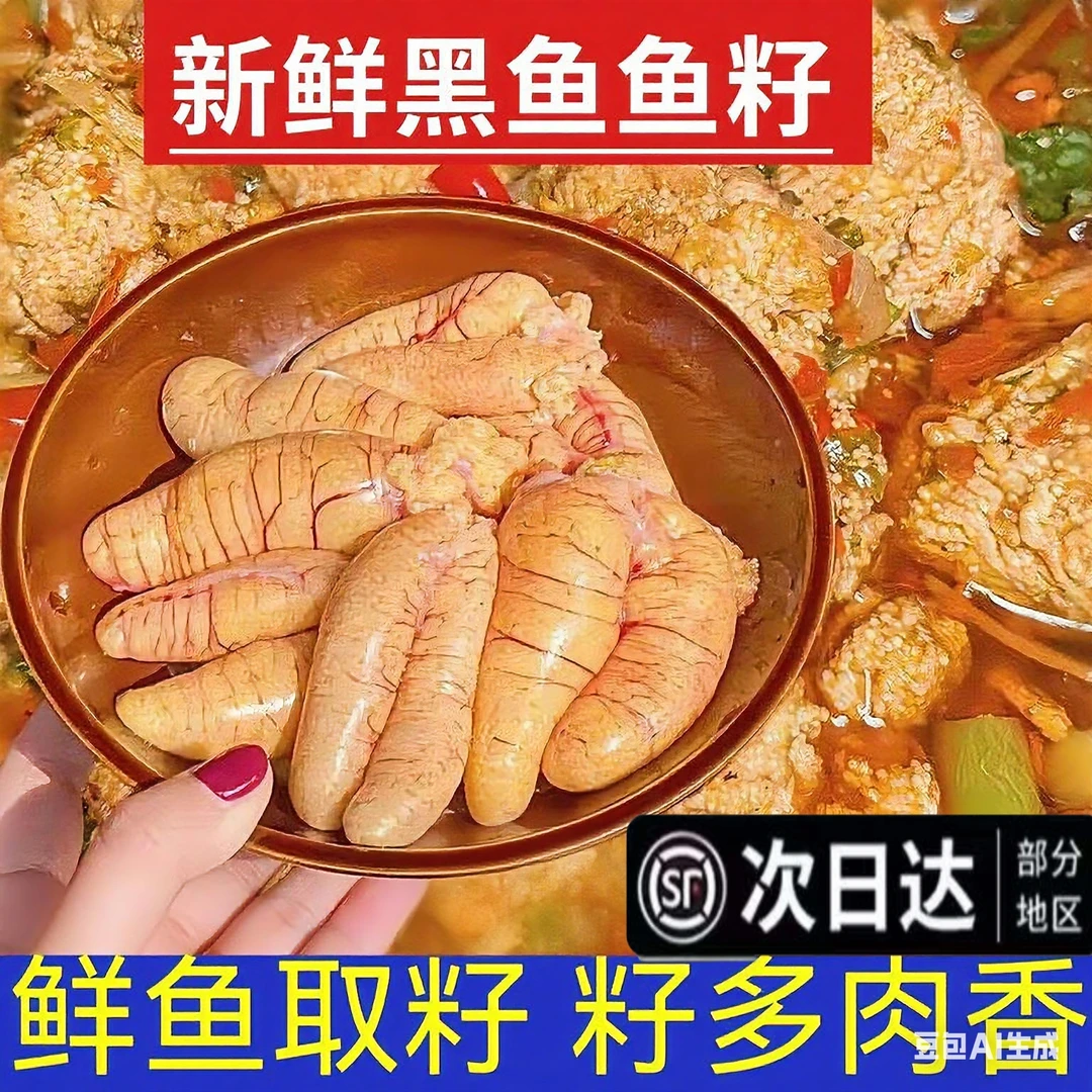 鱼籽新鲜黑鱼籽冷冻完整鲜活超大鱼子鱼卵海鲜水产商用批发