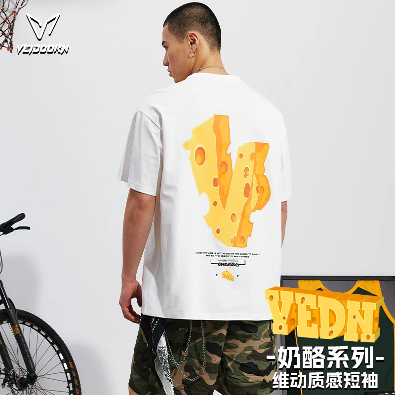 【达子清仓福利】维动奶酪棉T短袖运动百搭半袖美式潮流印花宽松