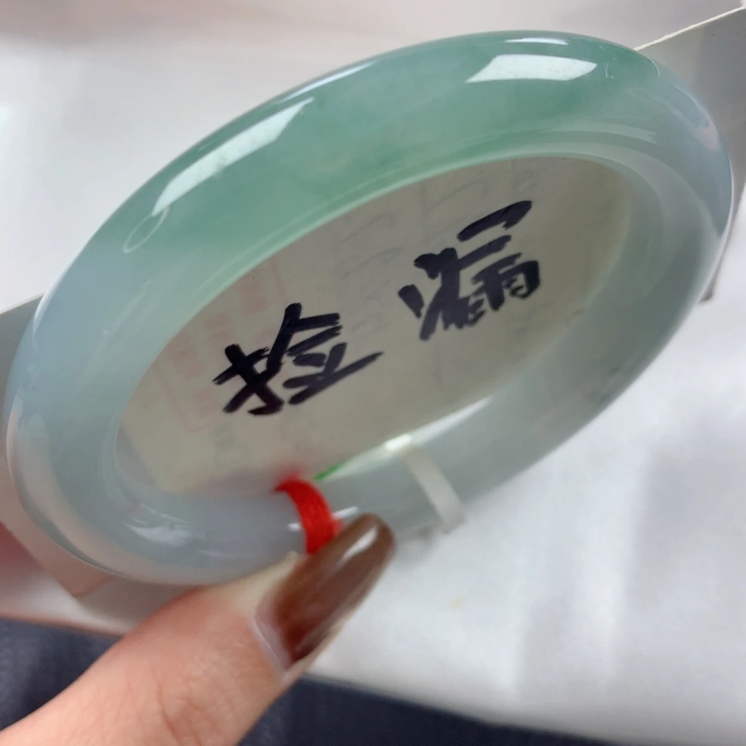 未镶嵌手镯翡翠冰胶润海天一色特色镯圆条57