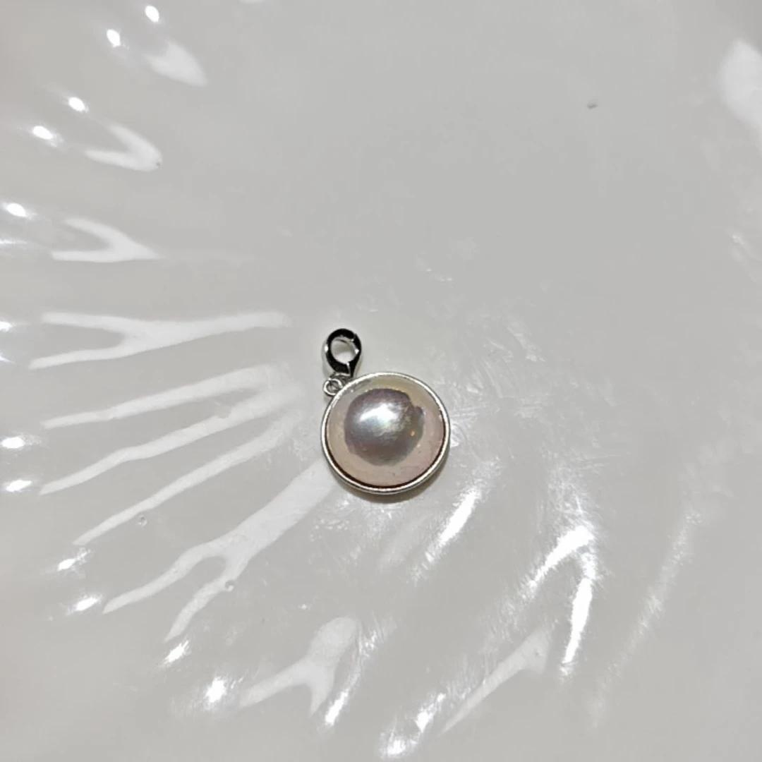 银S925镶嵌拼合珍珠（马贝珠）颈饰15-16mm日本奄美大岛马贝