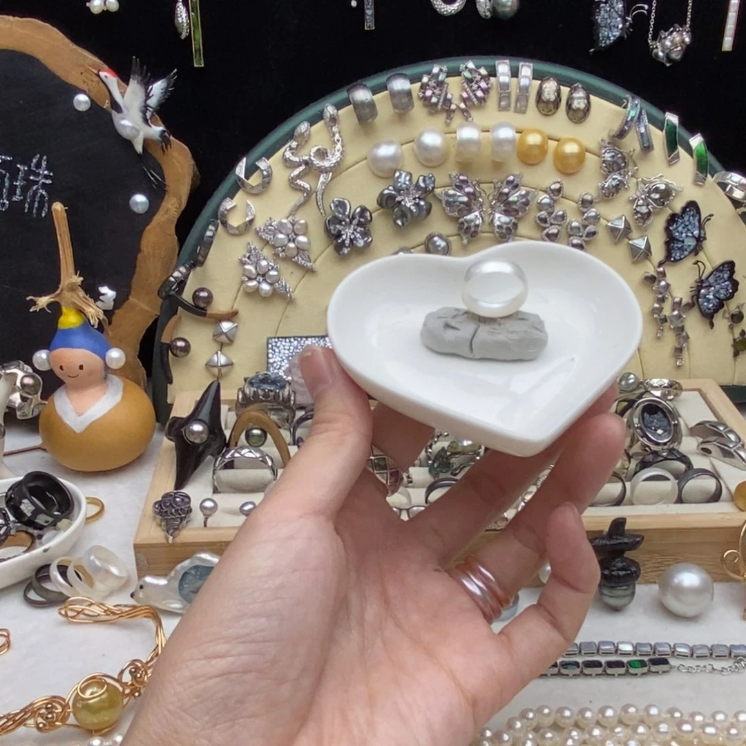 海水珍珠未镶嵌画框冷光澳白珍珠尾戒7号