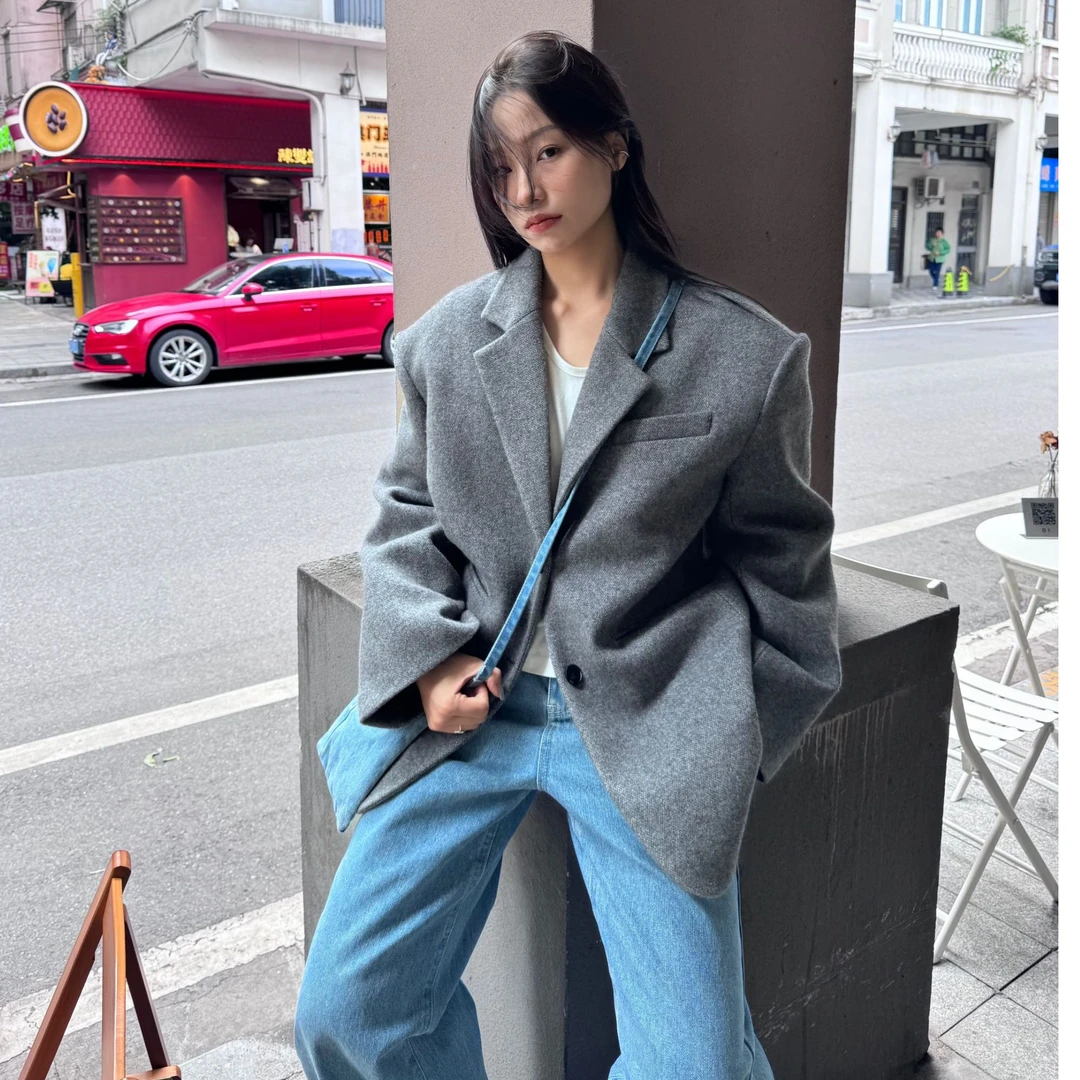 【INAIEN】线上款 韩版阔型西装外套S8803