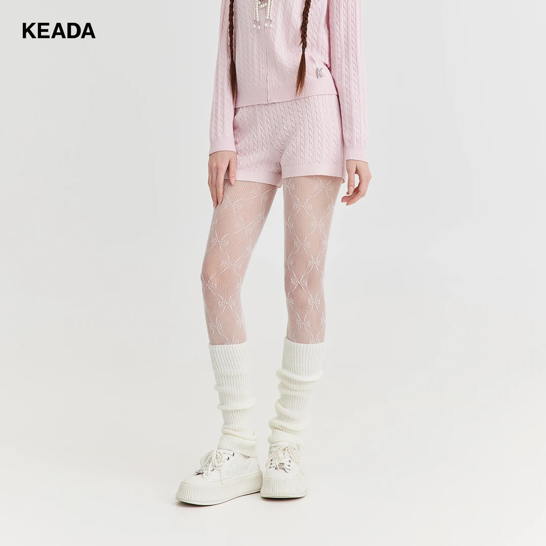 KEADA短裤粉色羊毛针织短裤女休闲裤温柔系穿搭KSN3SU1545