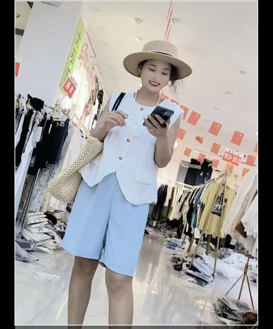 蓝色短裤轻奢时尚休闲百搭高品质夏季显瘦网红宽松潮流夏款6161