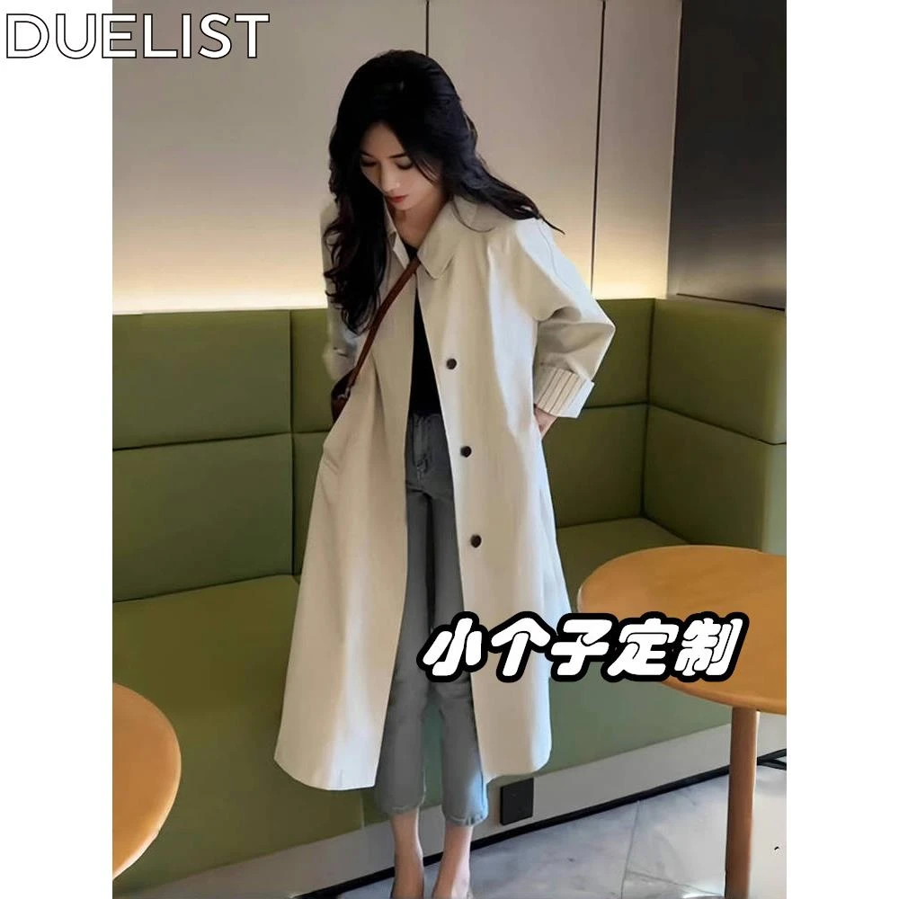 DUELIST娇小的女人穿中长风衣看起来很棒秋季新英伦风格大衣时尚