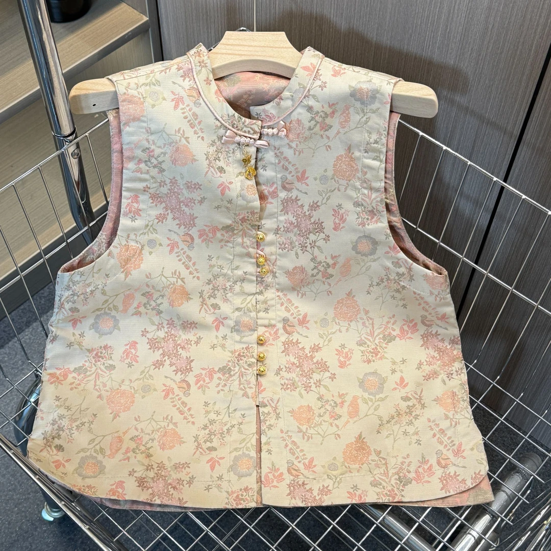 【莫奈花园】2025春季双面双穿新中式国风时尚百搭高端女士提花马甲