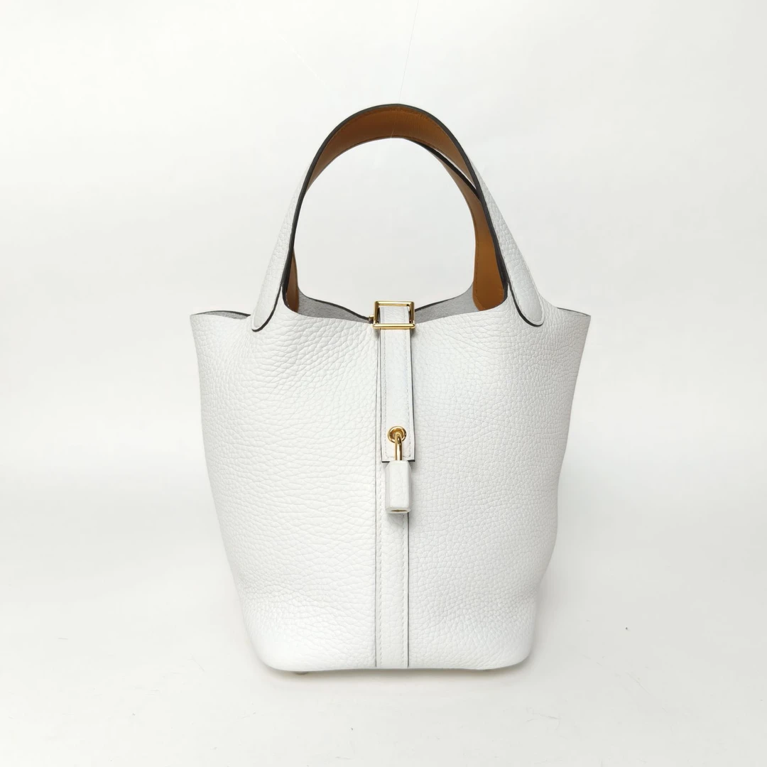 99新 Hermes/爱马仕 【双双】菜篮子 18 芝麻色拼新白色 K 2025