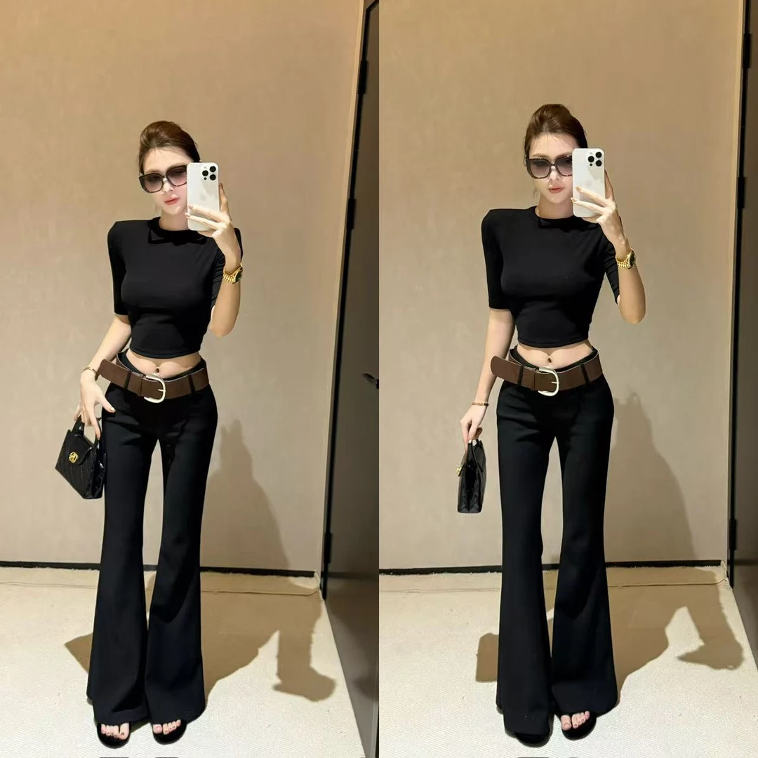 95【显瘦效果太棒了】直筒显瘦喇叭裤+腰带