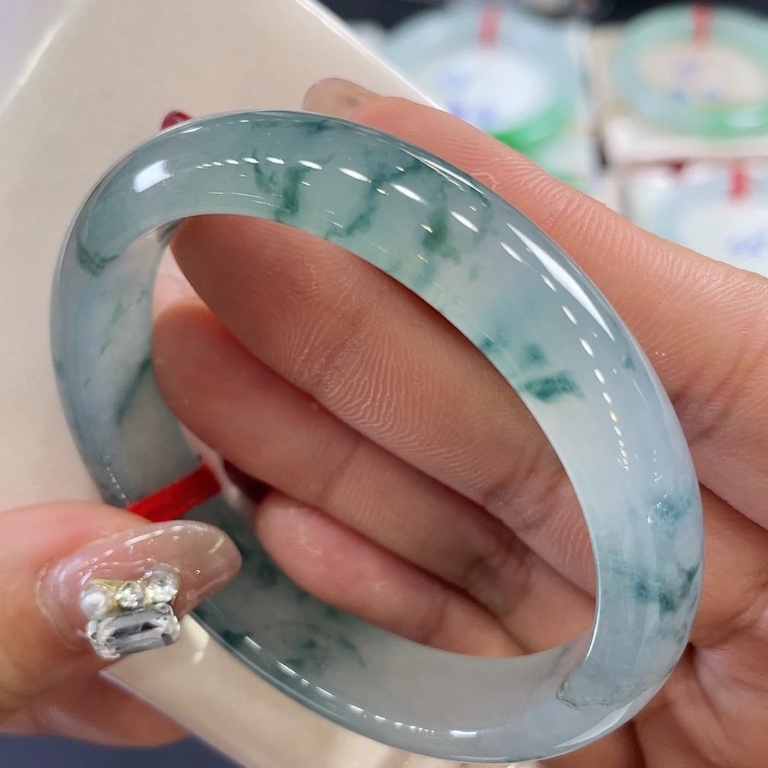 未镶嵌手镯翡翠12号冰飘花贵妃55圈