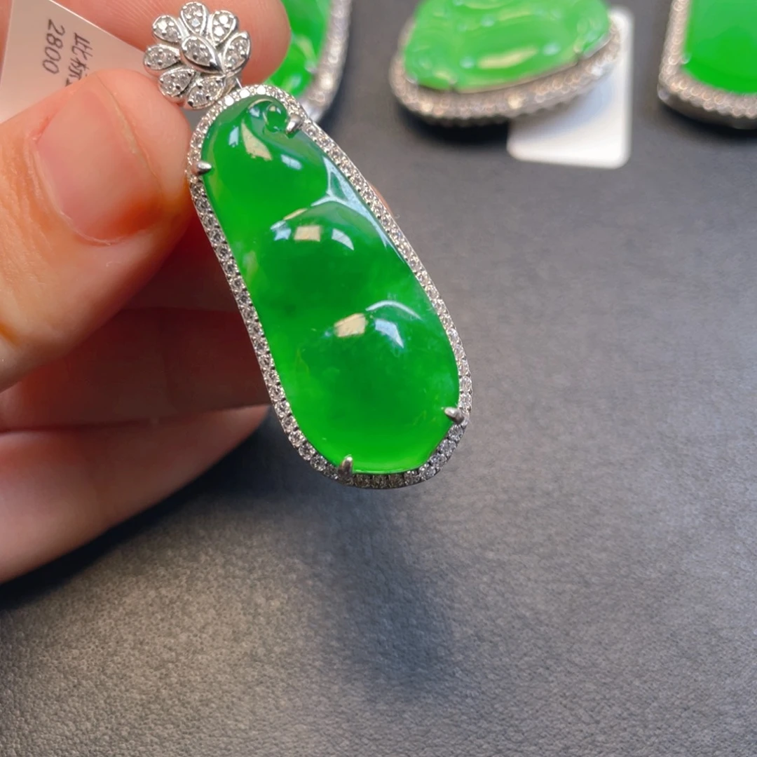 翡翠银S925镶嵌吊坠(不含链)