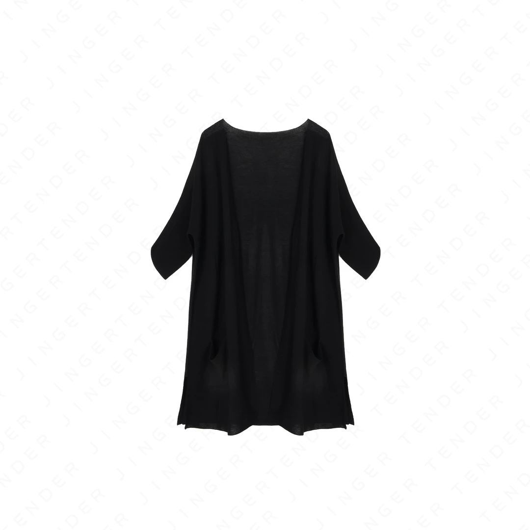 Tender Jinger薄款慵懒显瘦中长款小众开衫T2504MYM23259