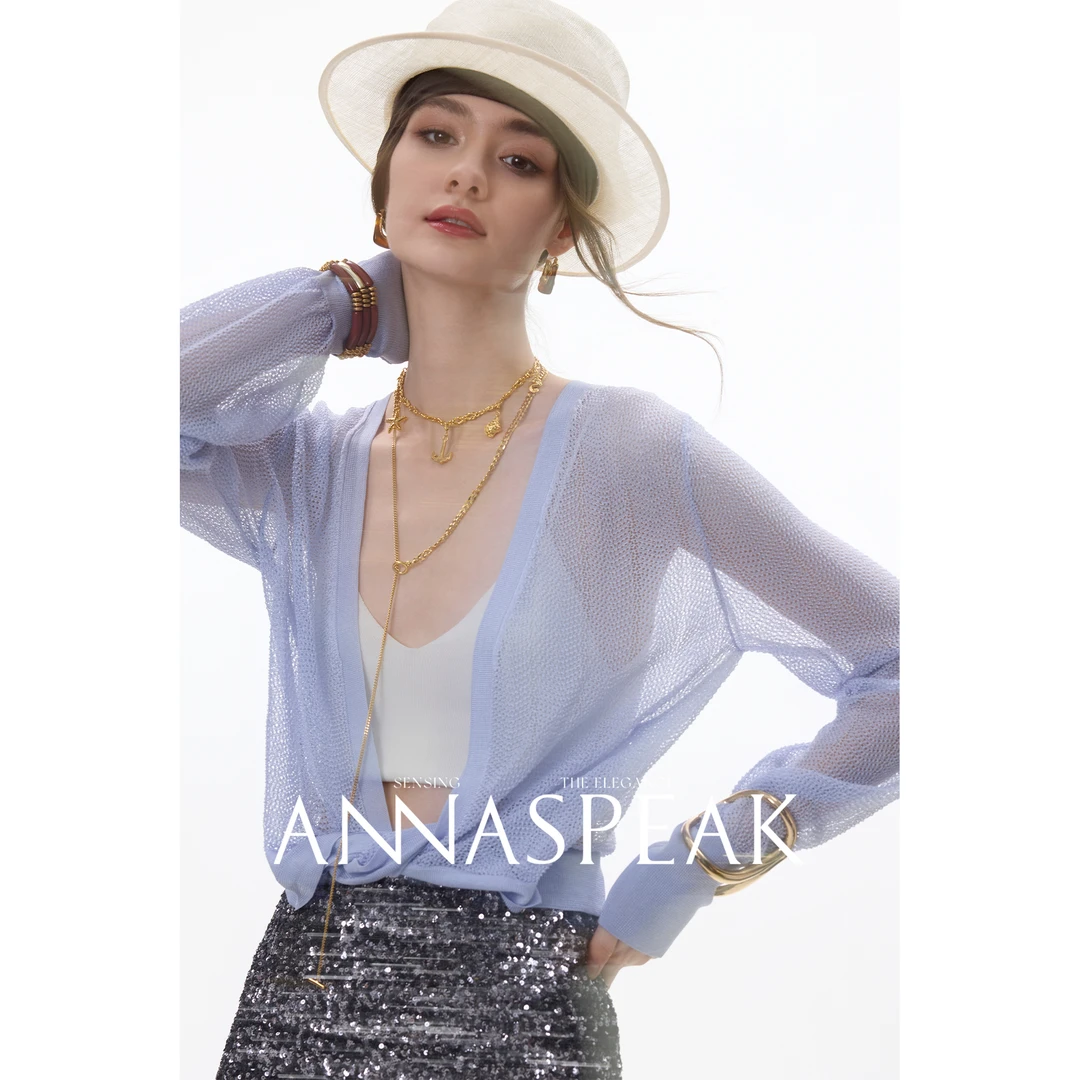 ANNASPEAK重磅法式风长袖外套上衣高级设计感宽松针织衫罩衫女夏