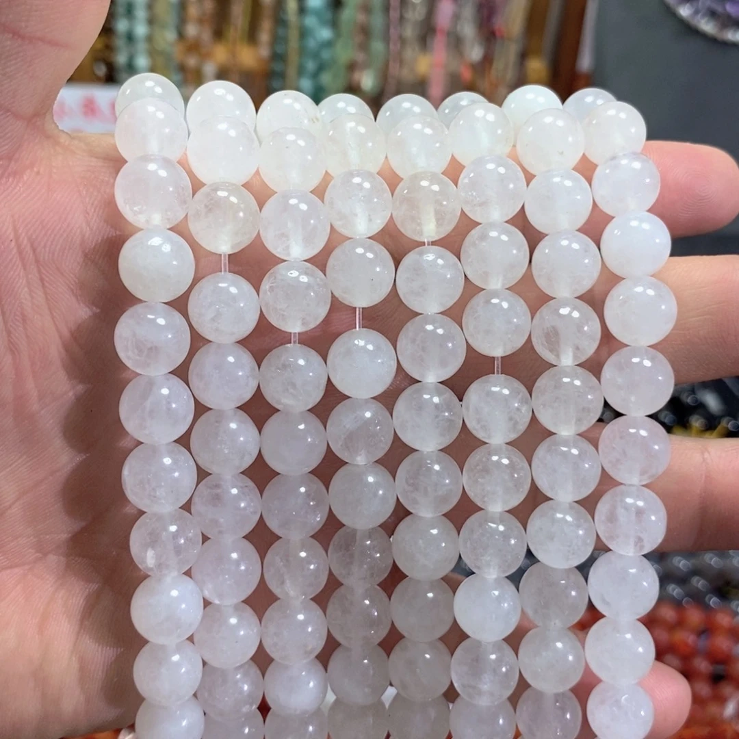 未镶嵌玛瑙/玉髓珠宝半成品天然雪花幽灵一条卡10mm