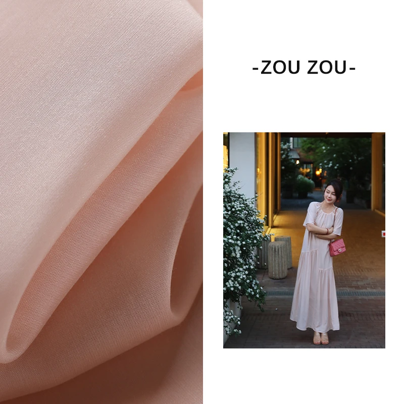 邹邹小个子新品 法式设计感连衣裙女夏气质有光泽感显瘦短袖长裙