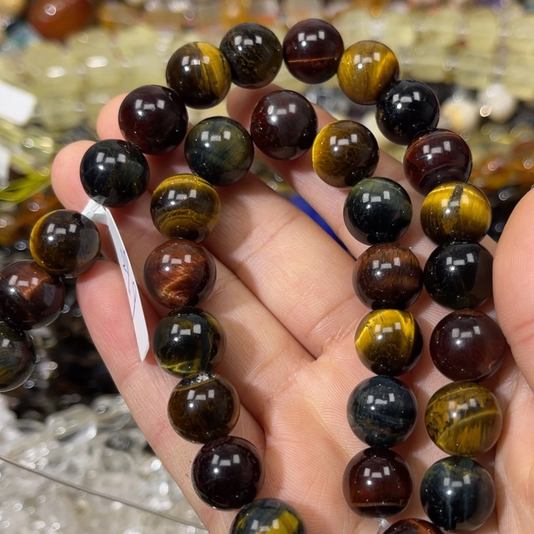 玛瑙/玉髓散珠三色虎卡12