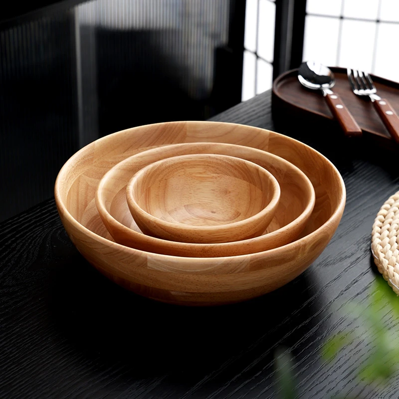 橡胶木大中小圆形和面盆揉面盆不粘面发面盆大木盆面膜碗沙拉盆