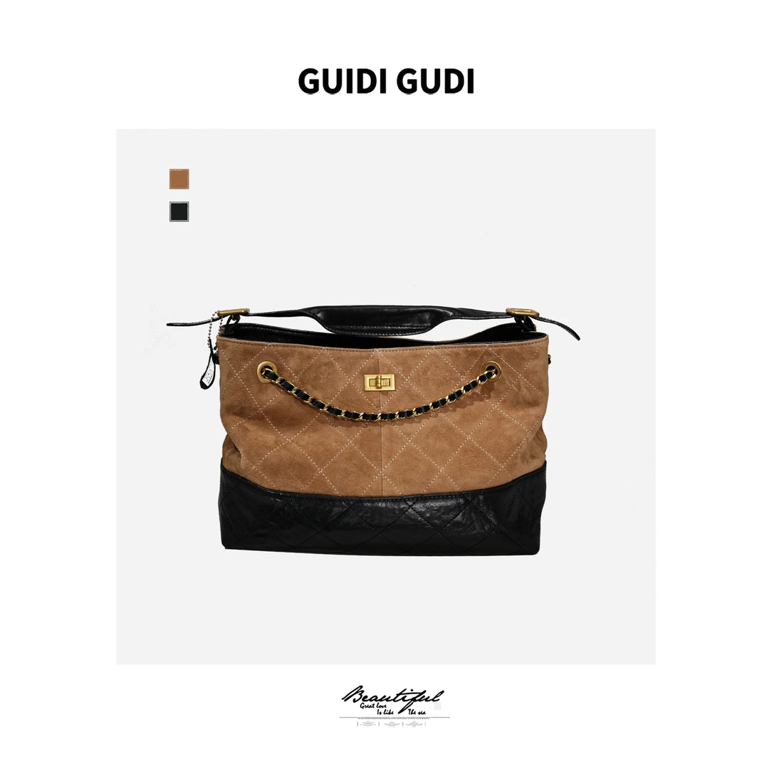 BLAVCPEON【焦糖网格】植揉配头层羊猄皮手提包 B6520282S