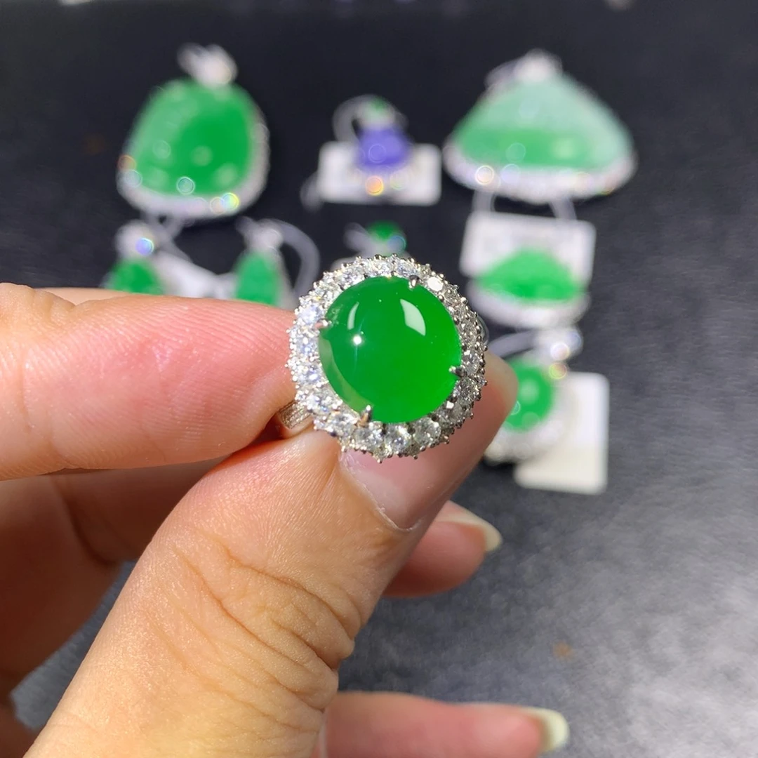 翡翠戒指18K金镶嵌两用款