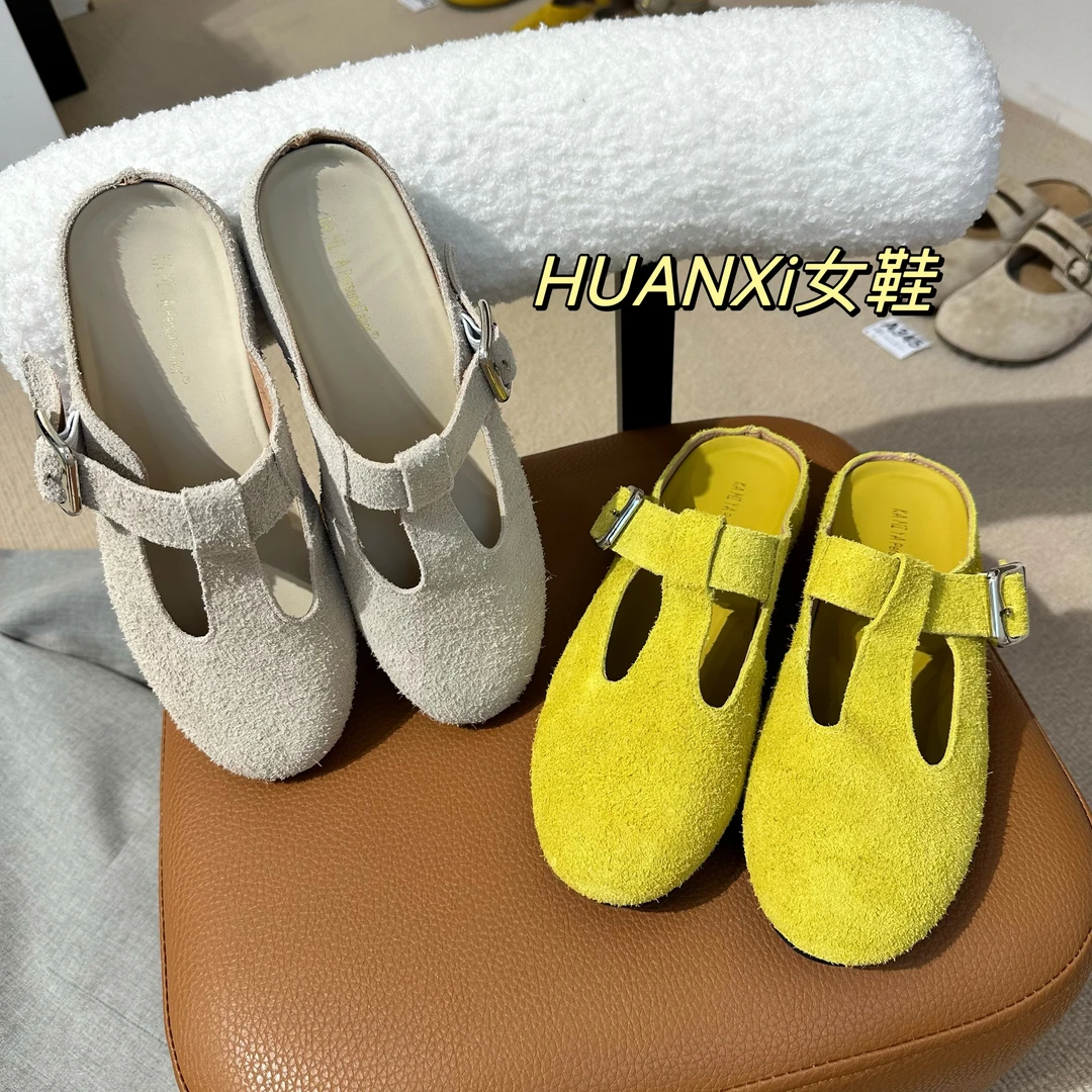 法式小众包头拖内增高时尚复古新款夏季亮色半拖