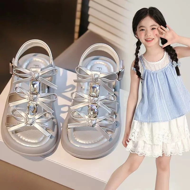 ABC女童凉鞋2025夏季新款小女孩百搭软底防滑公主鞋中大童沙滩鞋