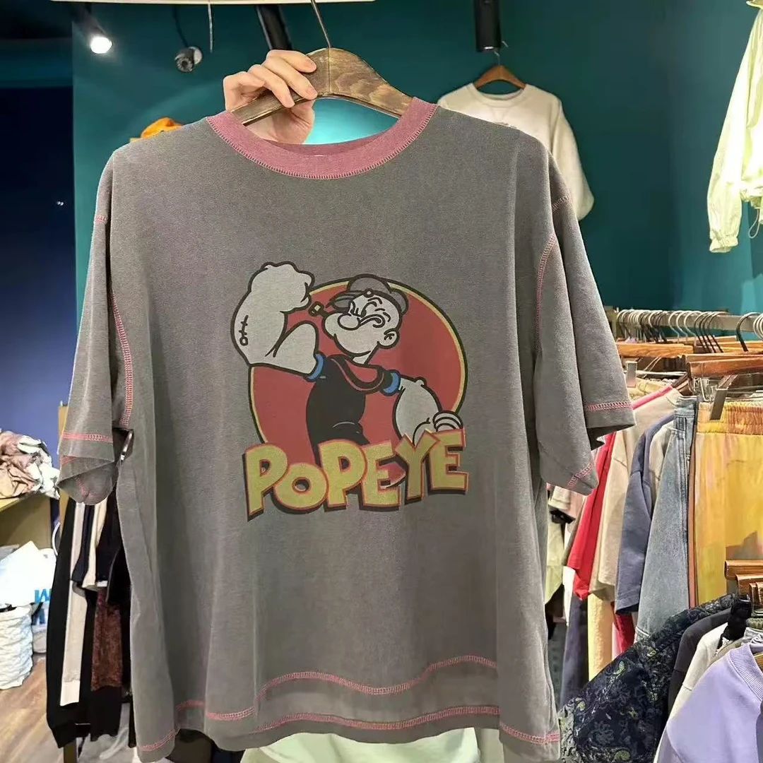 东大门me做旧粉色大力水手短袖T恤