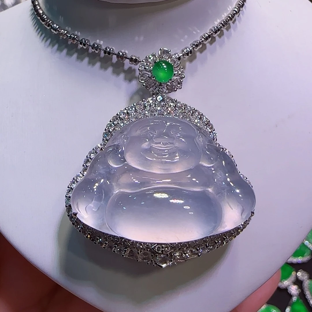 翡翠18K金镶嵌吊坠(不含链)佛公