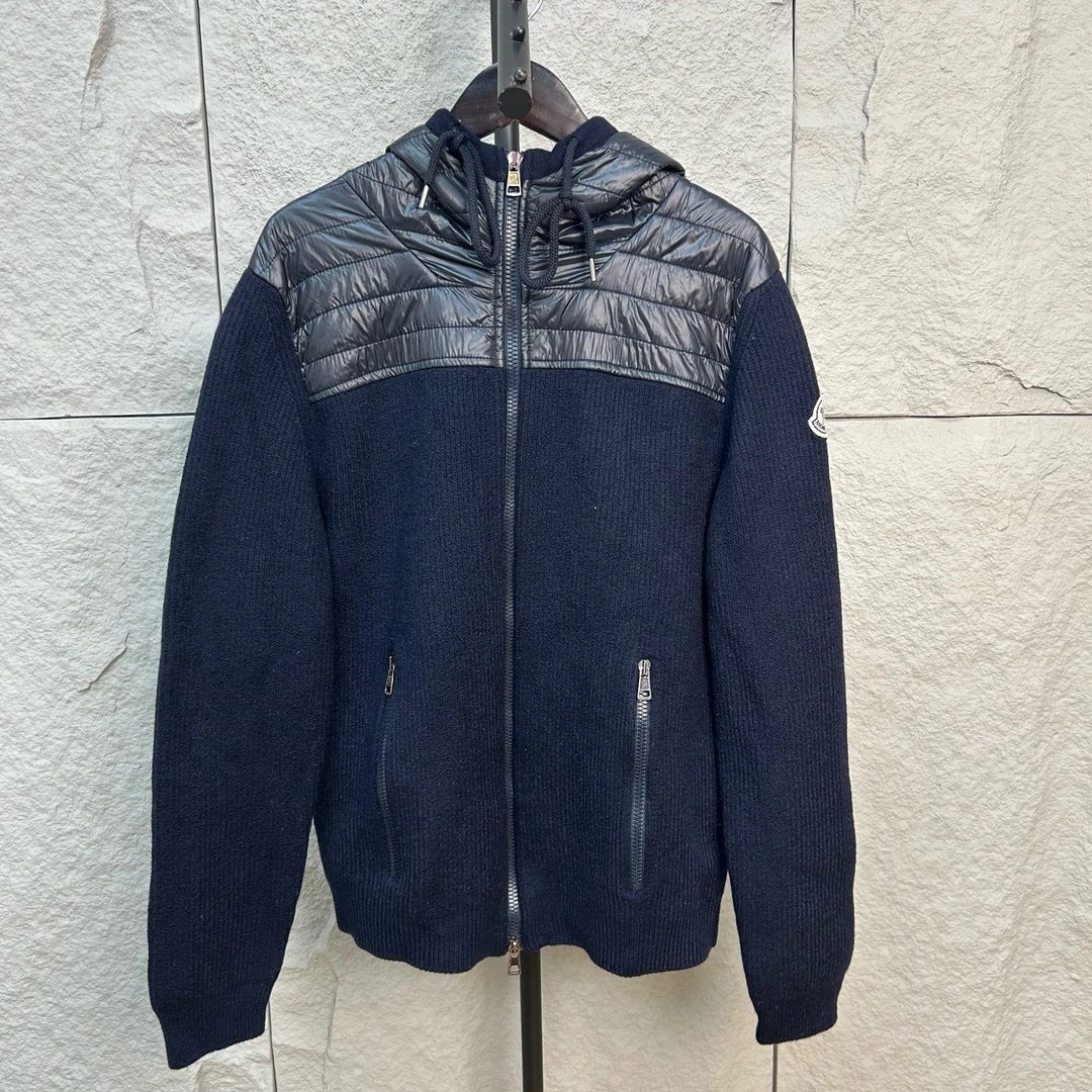 99新 MONCLER （pm）黑色羊绒拼接羽绒服外套 XL码 ys001351