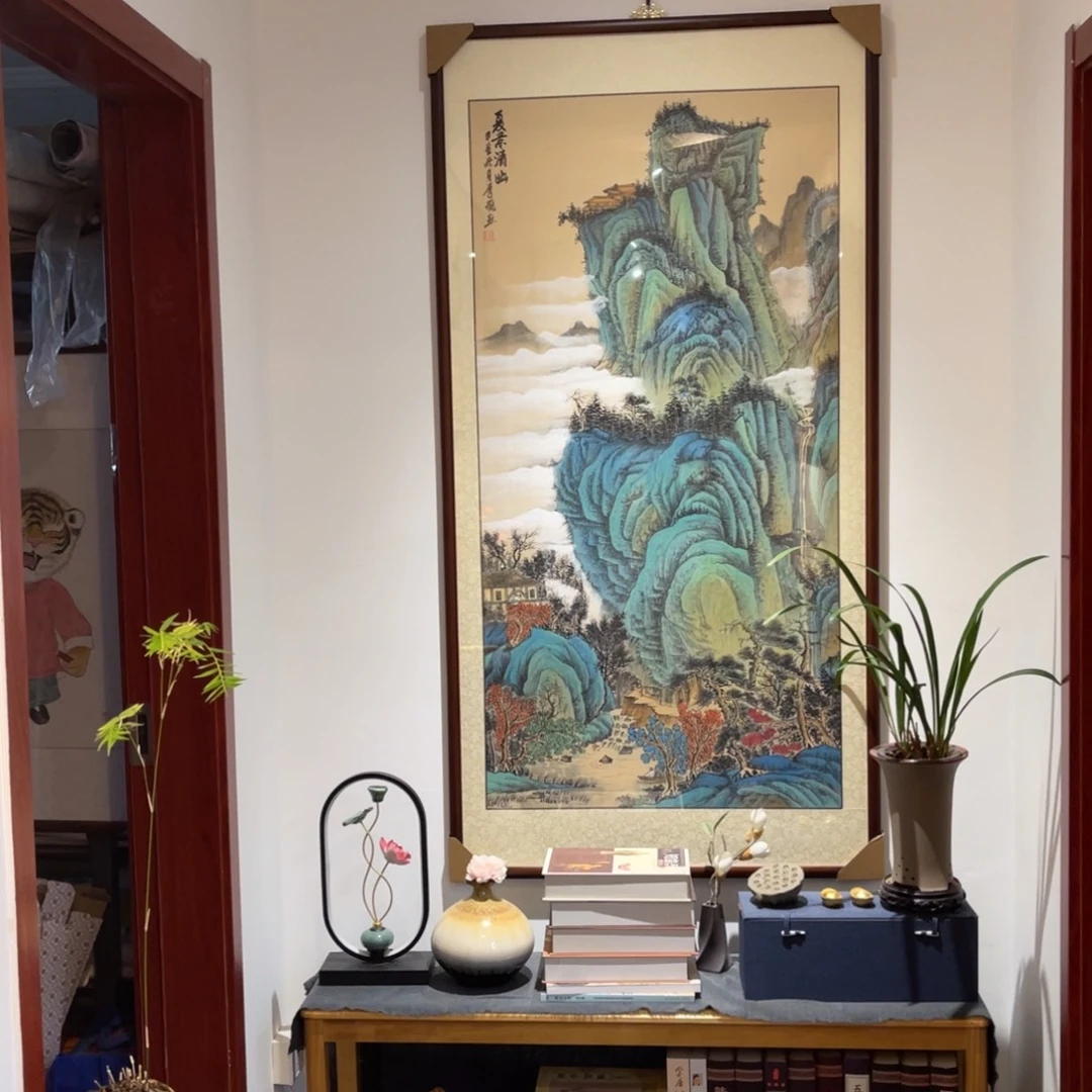 国画夏景清幽四尺成品画框164×84