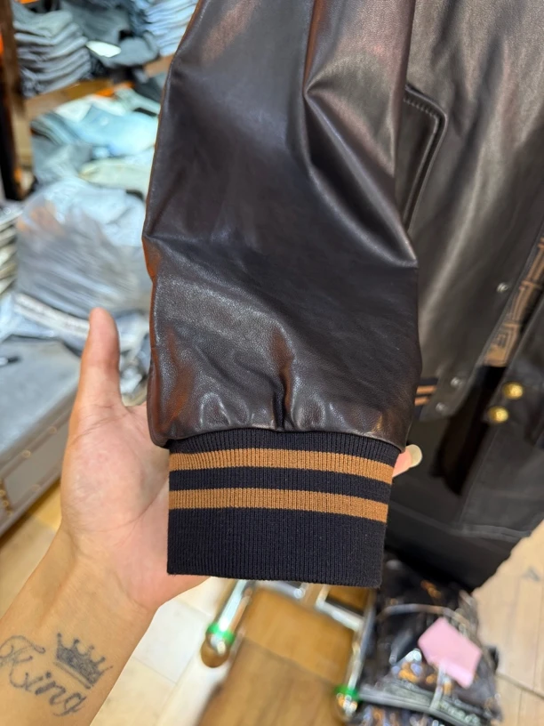 螺纹下摆男立领复古黑色机车皮衣茄克潮流秋冬