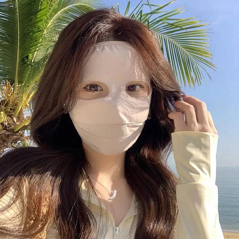 新款防晒面罩女夏季冰丝透气熊猫款口罩骑行开车户外脸基尼口罩