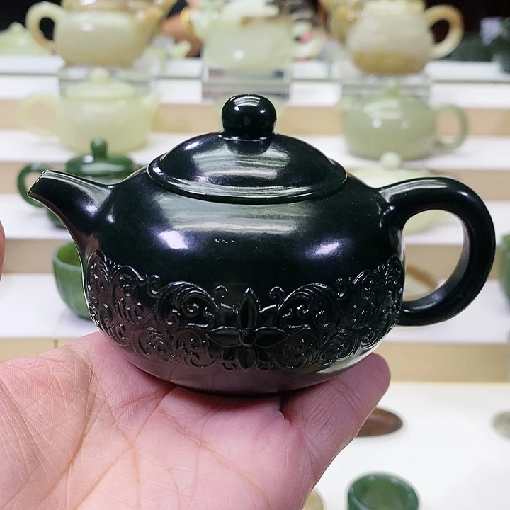 和田玉未镶嵌挂件茶壶180m l