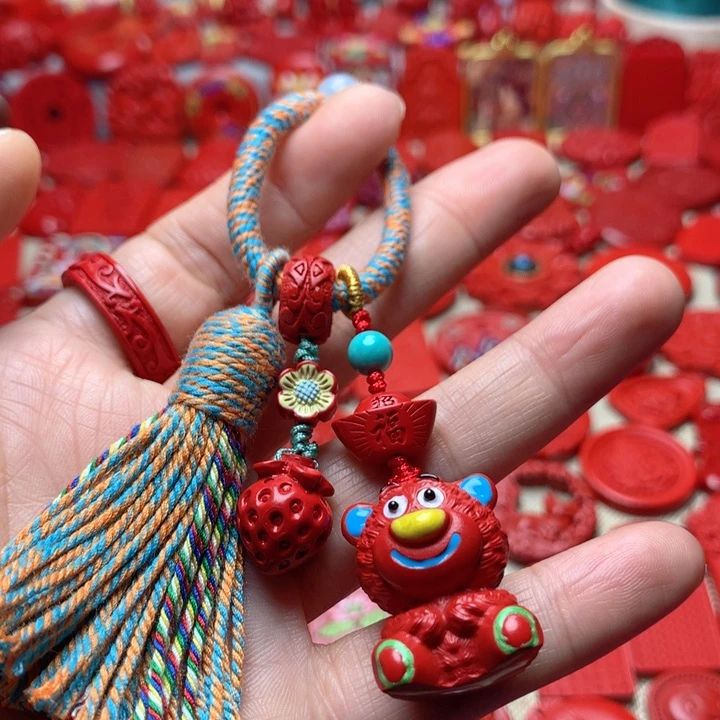 天然辰砂工艺品朱砂包包挂