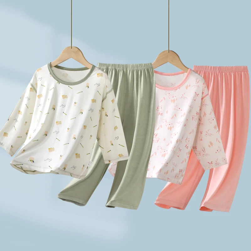 儿童七分袖睡衣优可丝夏季男童女童薄款2025新款家居服套装中大童