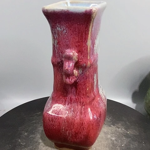 摆件钧窑四方瓶造型精美
