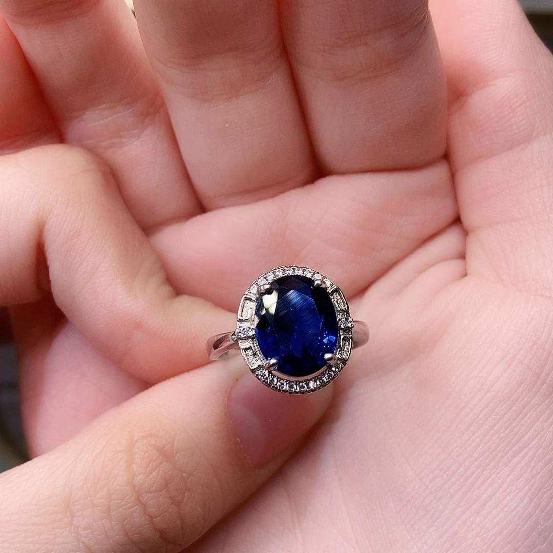 蓝宝石银S925镶嵌戒指