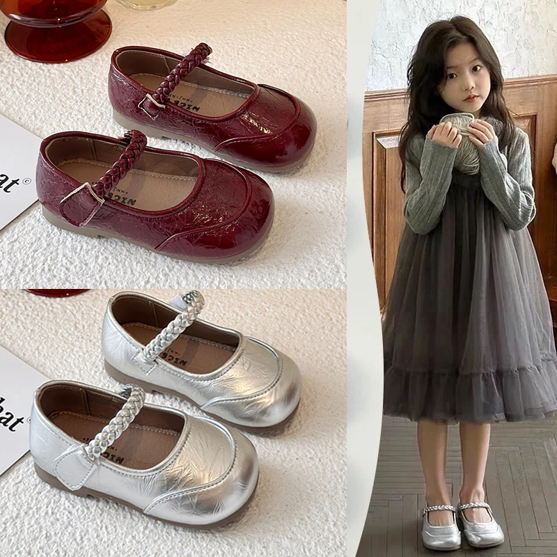 韩版女童公主鞋2025春季新款儿童复古小皮鞋女孩百搭中小童单鞋子