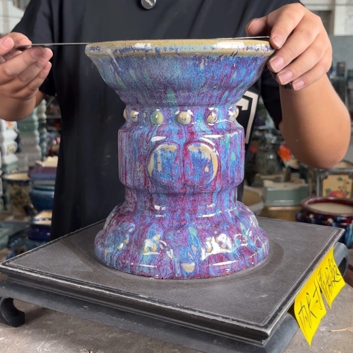 。一风堂石湾花盆 打磨痕迹 面宽20高22