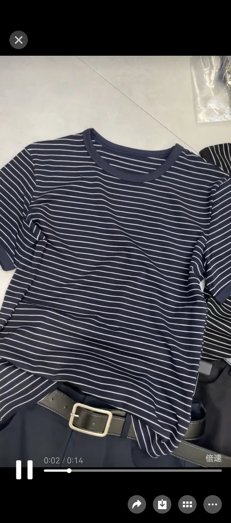 8506通勤休闲风条纹常规款常规T恤套装打底衫修身