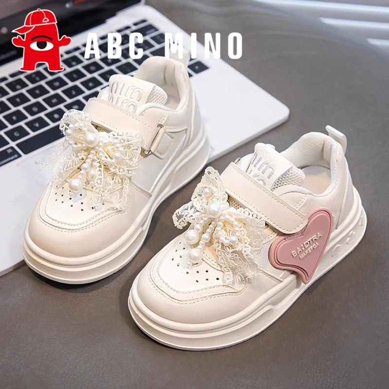 ABC MINO女童鞋2025新款秋季学生时尚百搭运动鞋软底休闲小白鞋女