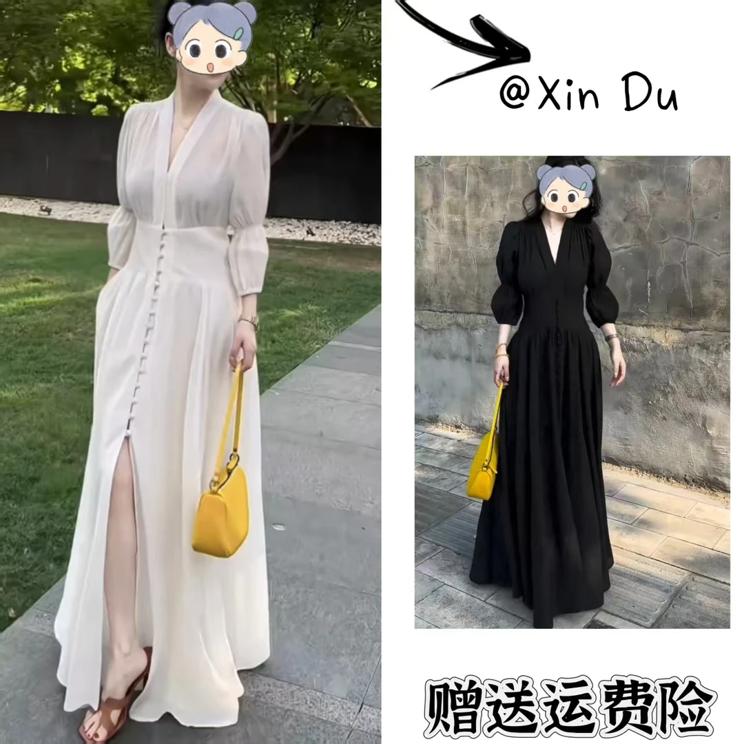 2025秋季新款时尚显瘦气质女士网红洋气连衣裙百搭款D22178