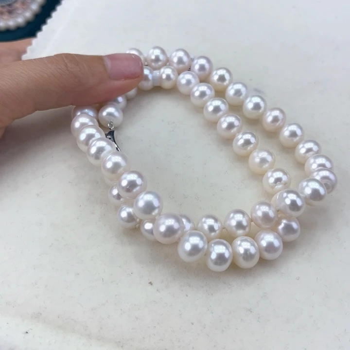 淡水珍珠颈饰银S925镶嵌9➕极光炫彩