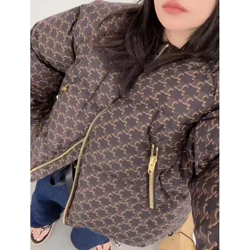 未使用 Celine/思琳   Celine 老花满印logo圆领长袖羽绒外套