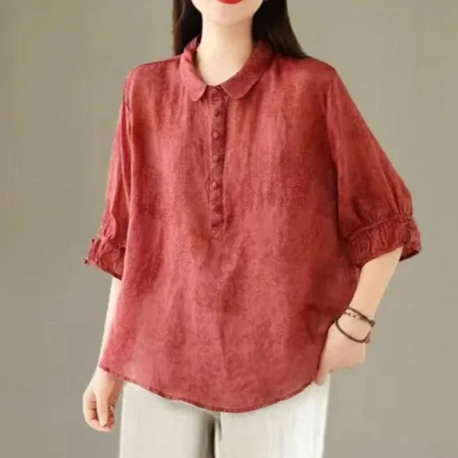 8899款女新款时尚翻领宽松显瘦衬衣767