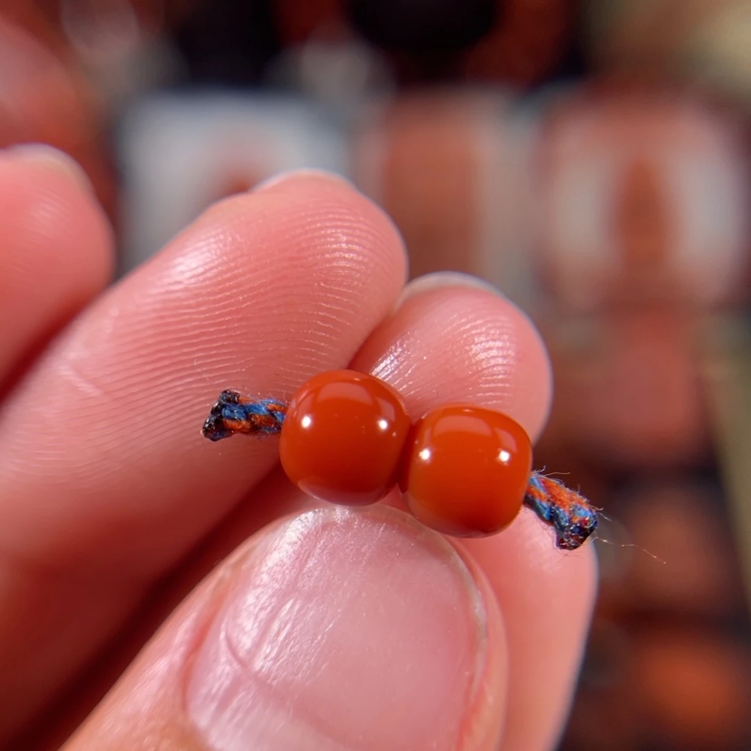 南红玛瑙未镶嵌老型珠一对6.1不退不换