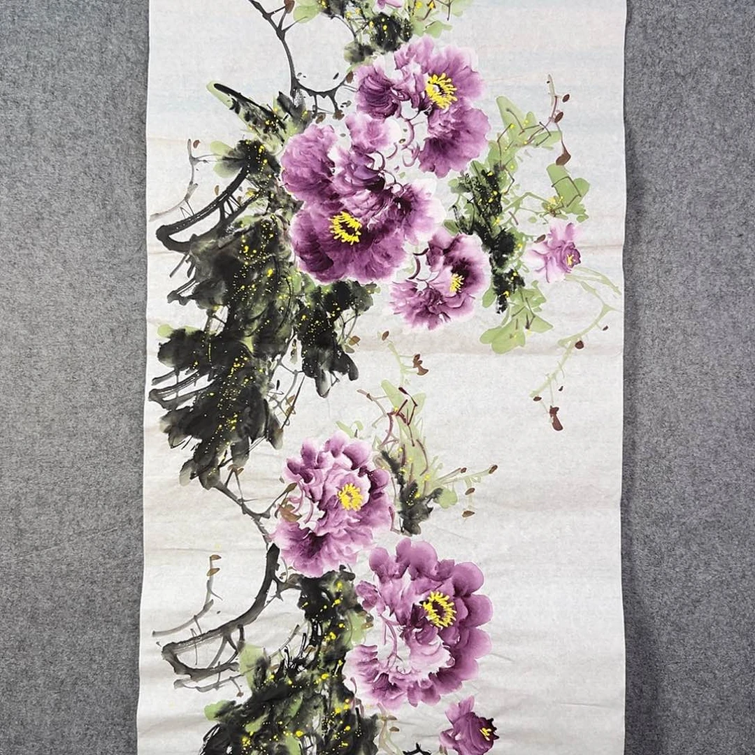 国画156 花鸟在树丛的顶端鸣叫叫声响