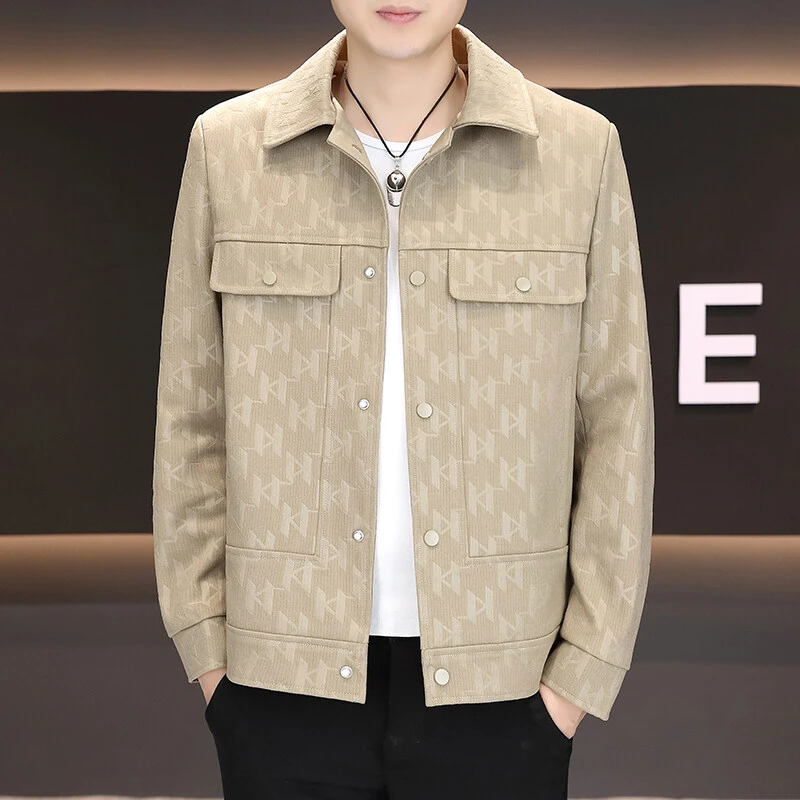 2025春季夹克男士休闲潮流翻领韩版时尚休闲百搭外套宽松男装上衣