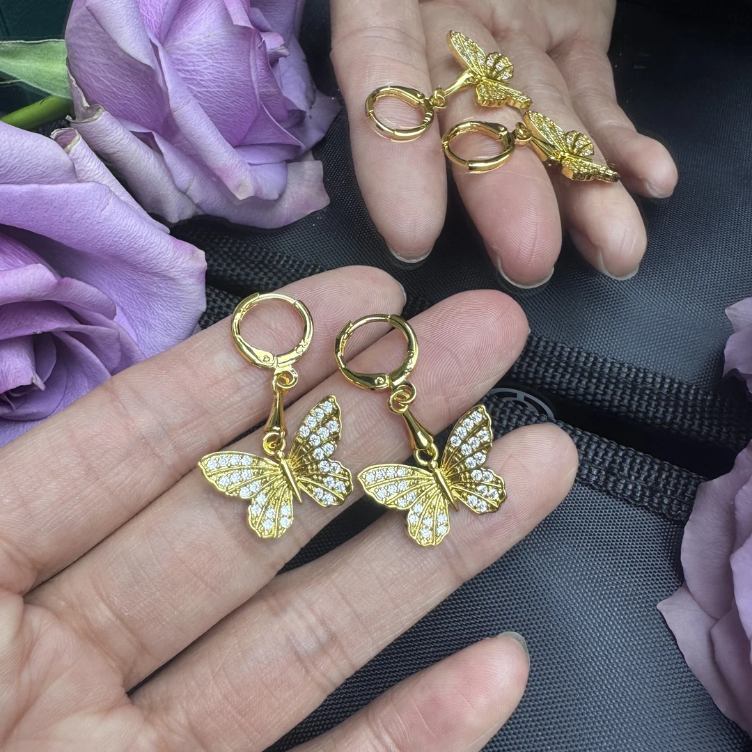 【丁老头甄选】黄色蝴蝶耳环1081