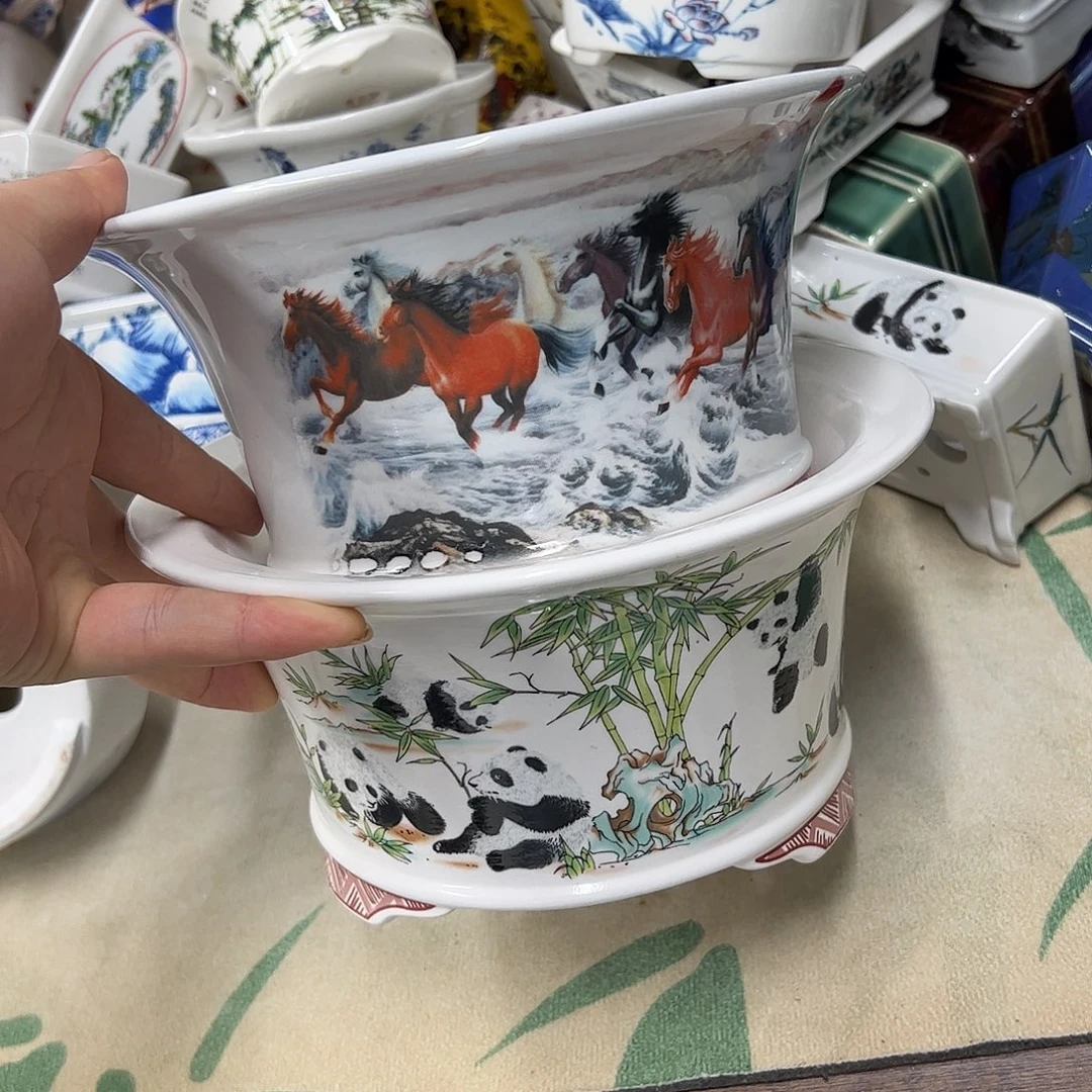 紫砂花盆850号瑕疵2个19.5/10cm口不正处理介意勿拍